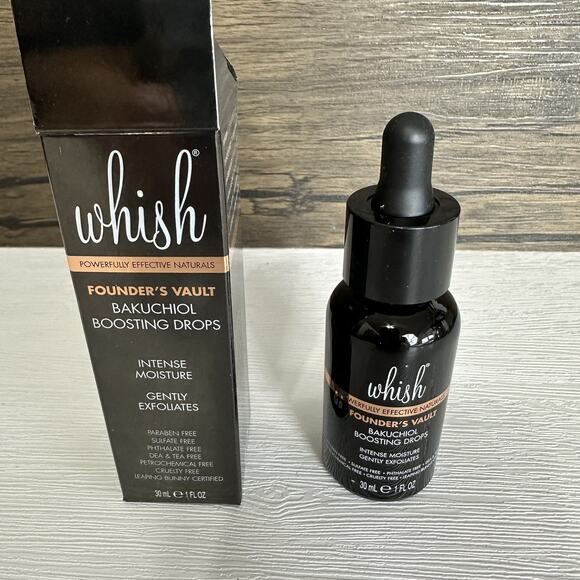 Whish Founders Vault Bakuchiol Boosting Drops Exfoliant Moisturizer 1 oz 30mls - Picture 1 of 5